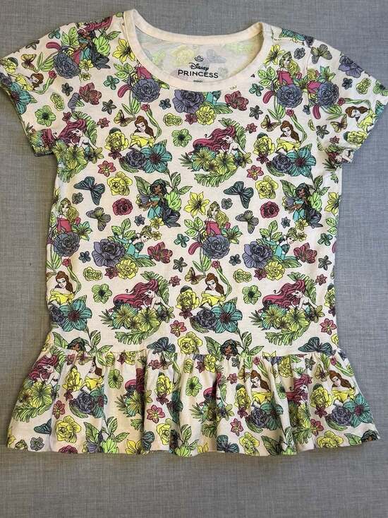 Disney Other - Disney Princess Girls Floral All-Over Print Peplum T-Shirt Size 7